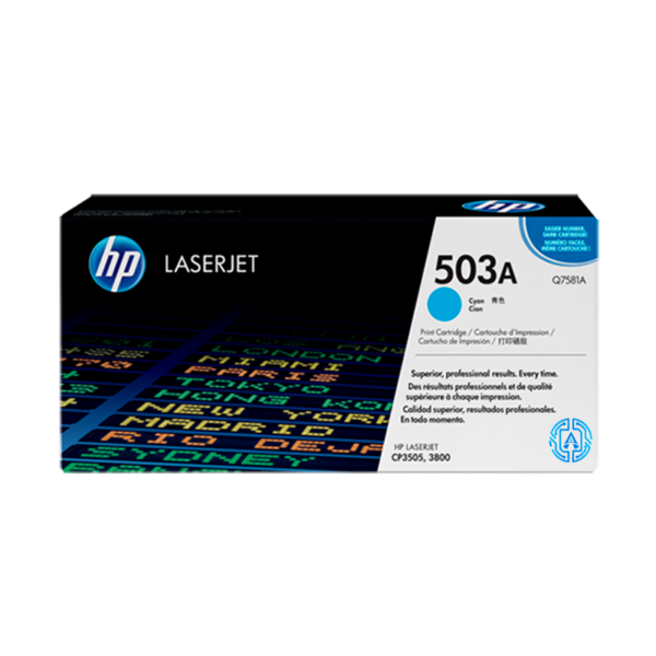 Tóner Hp 503A (Q7581A) Cyan 6,000 Pag LaserJet 3800