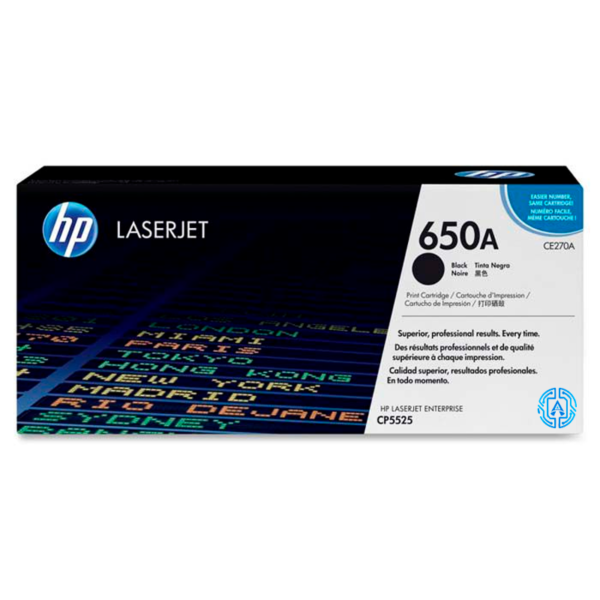 Toner Hp 650A (CE270A) Negro 13,500 Pag LaserJet Pro CP5520