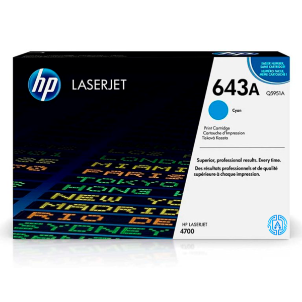 Tóner Hp 643A (Q5951A) Cyan 10,000 Pag Color LaserJet 4700