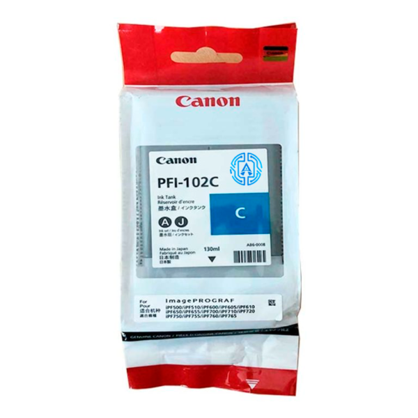 Tinta Canon PFI-102C Cyan 130ML iPF750 iPF710