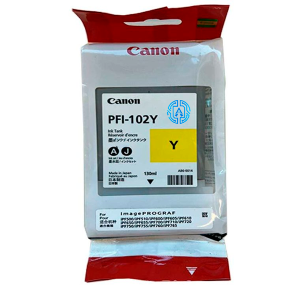 Tinta Canon PFI-102Y Yellow 130ML iPF750 iPF710