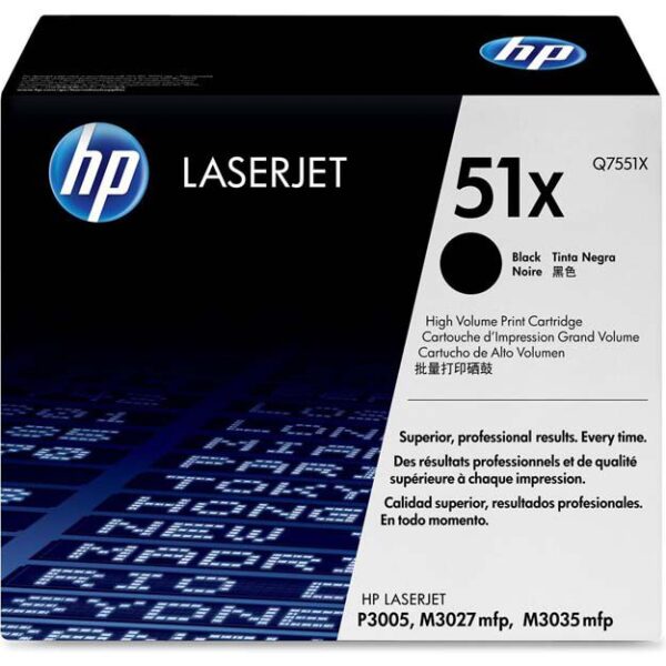 Tóner Hp 51X (Q7551X) Negro 13,000 Pag LaserJet P3005
