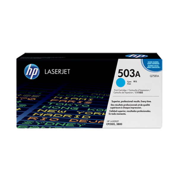 Tóner Hp 503A (Q7581A) Cyan 6,000 Pag LaserJet 3800