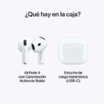 Airpods (4ta Gen) cancelación activa de ruido, resistente al agua IP54, duración máx. 30 horas con estuche de carga, MagSafe, blanco - Imagen 6