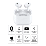 Airpods Pro 2da gen cancelación de ruido, resistente al agua IPX4, duración máx. 30 horas con estuche de carga, MagSafe, blanco - Imagen 2
