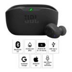 Audífonos bluetooth True Wireless JBL Wave Buds resistente al agua IP54 duración máx. 32 horas con estuche de carga, negro (copia) - Imagen 2