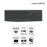 Teclado y mouse inalámbrico Logitech MK235, membrana, receptor usb, usa pilas, negro - Imagen 2