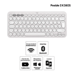 Teclado inalámbrico Logitech Peeble 2 K380S bluetooth, multidispositivo, layout español, usa pilas, blanco - Imagen 2