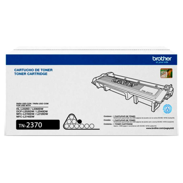Cartucho de toner Brother TN2370 Negro, rinde 2600 páginas