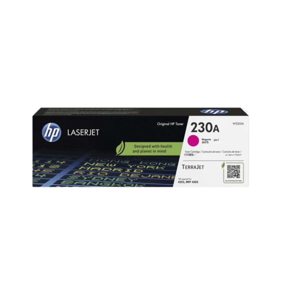 Tóner HP 230A MAGENDA Tóner HP 230A, compatible con Pro 4203, MFP 4303, rendimiento 1,800 páginas, magenta W2303A - Imagen 1