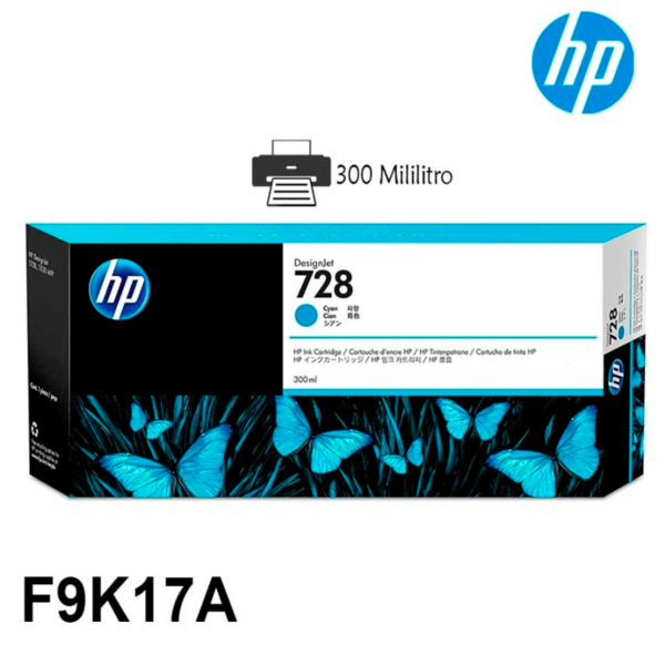 Tinta Hp F9K17A 728 300ml Cyan Original