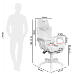 Extingtion Sapp, ergonómica, reclinable 135°, cojín lumbar y cervical, reposapiés, altura ajustable, blanco - Imagen 10