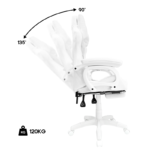 Extingtion Sapp, ergonómica, reclinable 135°, cojín lumbar y cervical, reposapiés, altura ajustable, blanco - Imagen 3