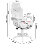 Extingtion Sapp, ergonómica, reclinable 135°, cojín lumbar y cervical, reposapiés, altura ajustable, blanco - Imagen 5