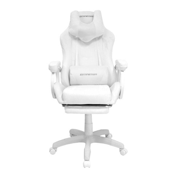 Extingtion Sapp, ergonómica, reclinable 135°, cojín lumbar y cervical, reposapiés, altura ajustable, blanco