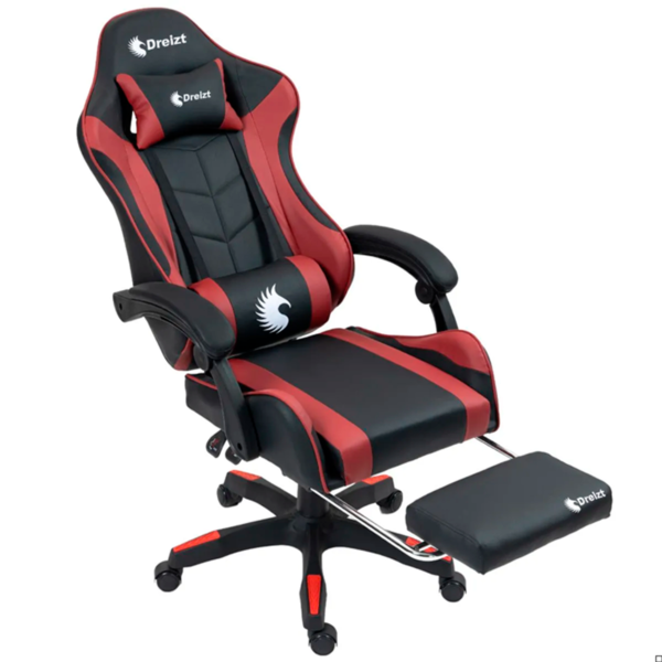 Silla gamer ergonómica Dreizt Shine Series, con reposapiés, reclinable, rojo jam