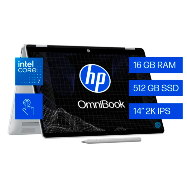 HP | Laptop Hp Omnibook 5 Flip 2-in-1  Intel Core 7 16 Gb Ram 512 Gb Ssd 14" Pantalla Táctil 14-fp0070la