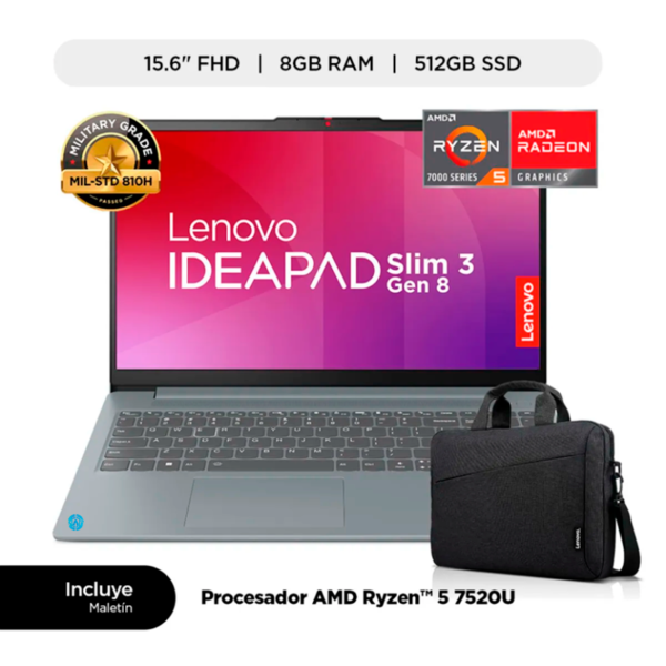 LENOVO | Laptop Lenovo AMD Ryzen 5 8gb 512gb Ssd Ideapad Slim 3 Serie 7000 15.6" Fhd