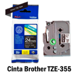 Cinta Brother TZE-355 Blanco Sobre Negro 24mm - Imagen 2