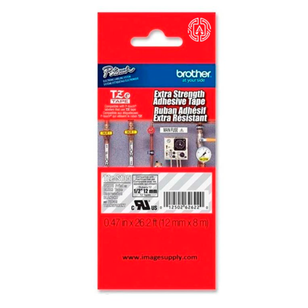 Cinta Brother TZE-S135 Blanca Sobre Transp. Industrial 12mm