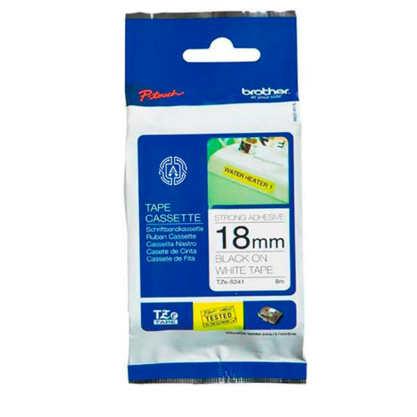 Cinta Brother TZE-S241 Negro Sobre Blanco Industrial 18mm